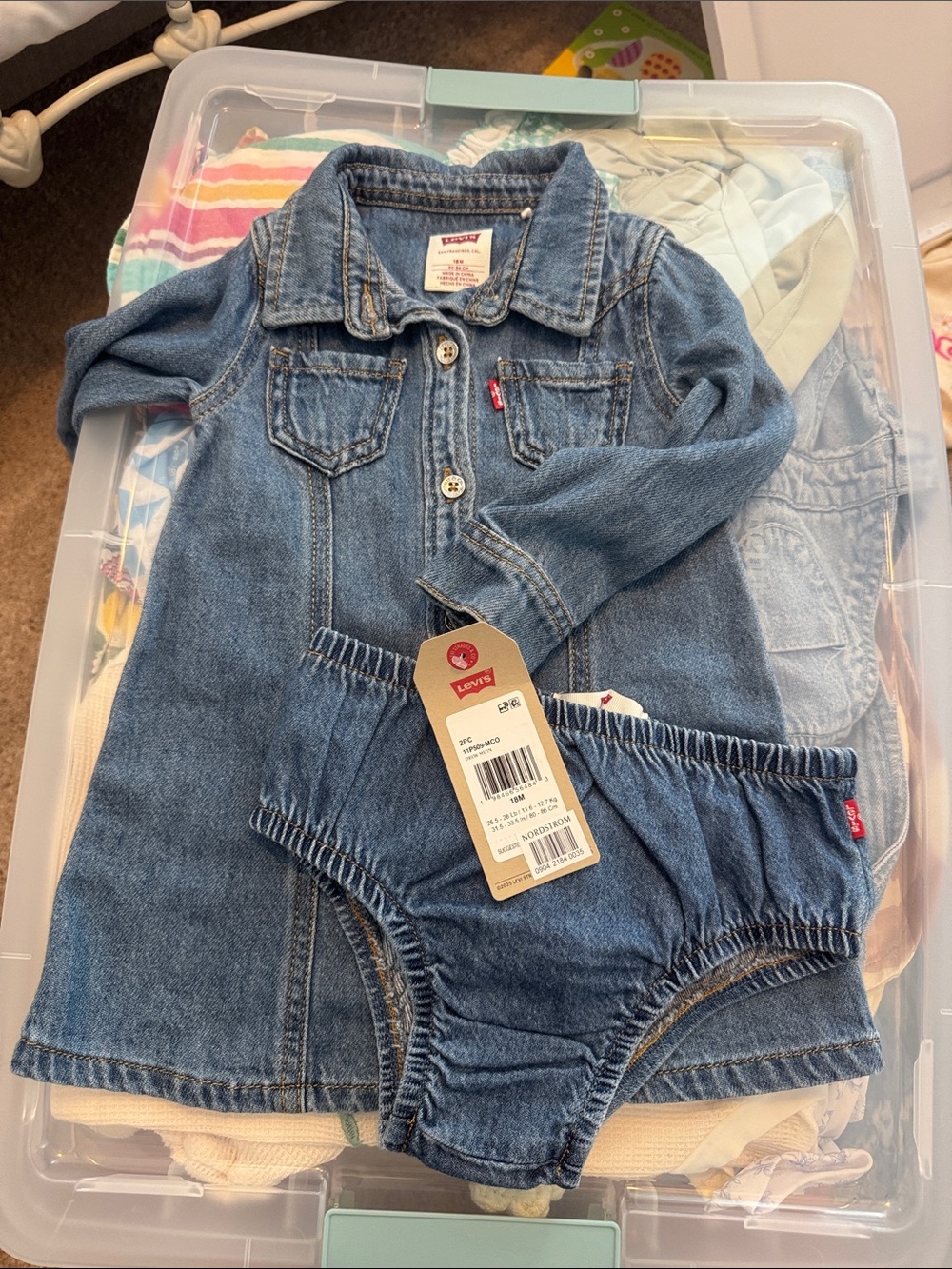 Levi's Toddler Denim Jacket Dress with Matching Bloomers - Blue